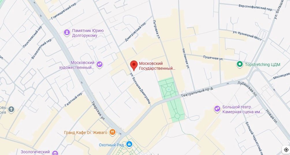 Карта, с указанием месторасположения "Московский театр оперетты"